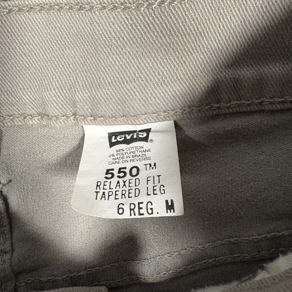 Levi's 550 Boy's Pants Size 6 Reg M Beige Tan Flat Front Relaxed Fit Tapered Leg